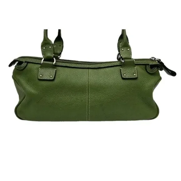 Fossil Satchel Purse Tote Green Leather Top Handles Buckle Pockets Doctors Bag - Picture 4 of 14